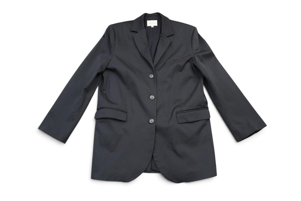 LOULOU STUDIO Blazer Jacket Womens Medium Black Longline Lined Notch Lapel